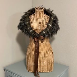 Faux Guinea Feather Fur Stole, Sz. O/S